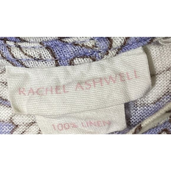 Rachel Ashwell Purple Floral Linen Top Asymmetrical Button Back Cottagecore M - Picture 7 of 8